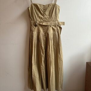 ULLA JOHNSON   Cosette Pleated Poplin Midi Dress